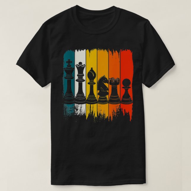 Retro Chess , Chess Player, Chess, Checkmate  T-Shirt (Design Front)