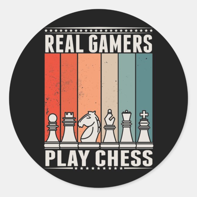 Retro Chess Gamer Board game Chess Pieces Classic Round Sticker (Front)