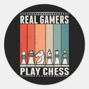 Retro Chess Gamer Board game Chess Pieces Classic Round Sticker