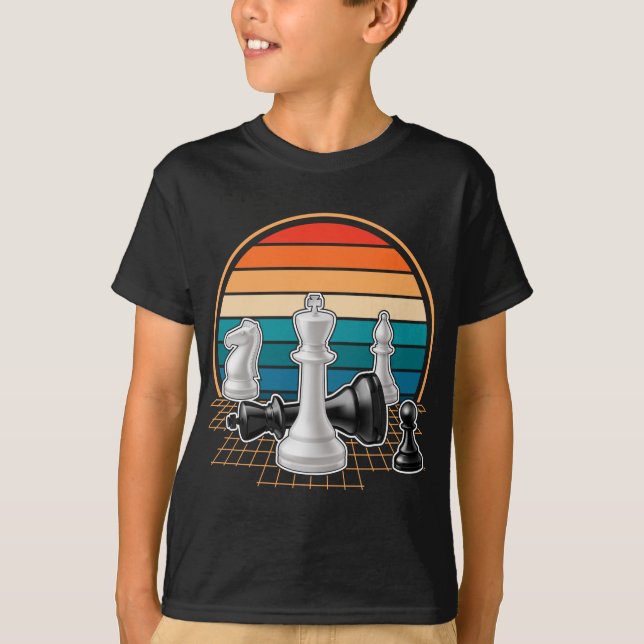 Retro Chess Pieces Board game Chess Lover T-Shirt (Front)