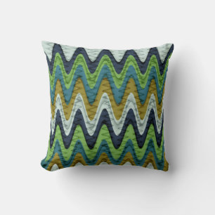 Retro Chevron and Wavy Stripes Pattern 2 Cushion