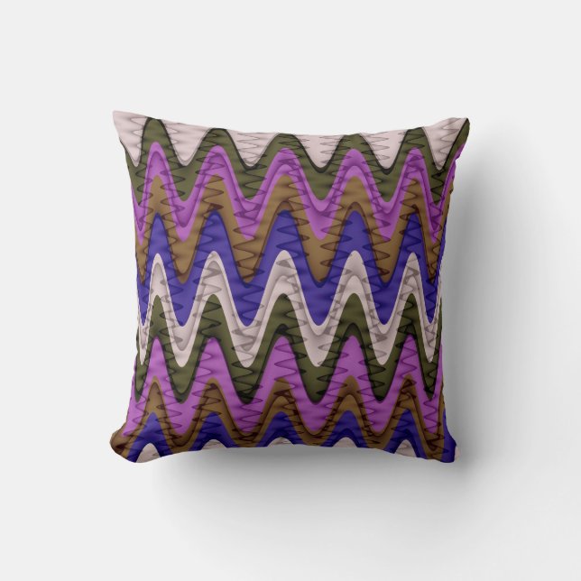Retro Chevron and Wavy Stripes Pattern 3 Cushion (Front)