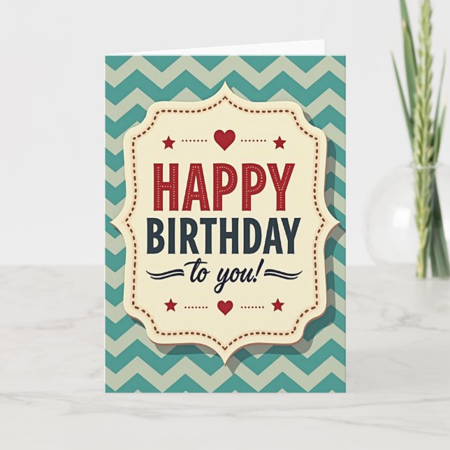Retro Chevron Birthday Card (Front)