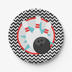 Retro Chevron Bowling Paper Party Plates