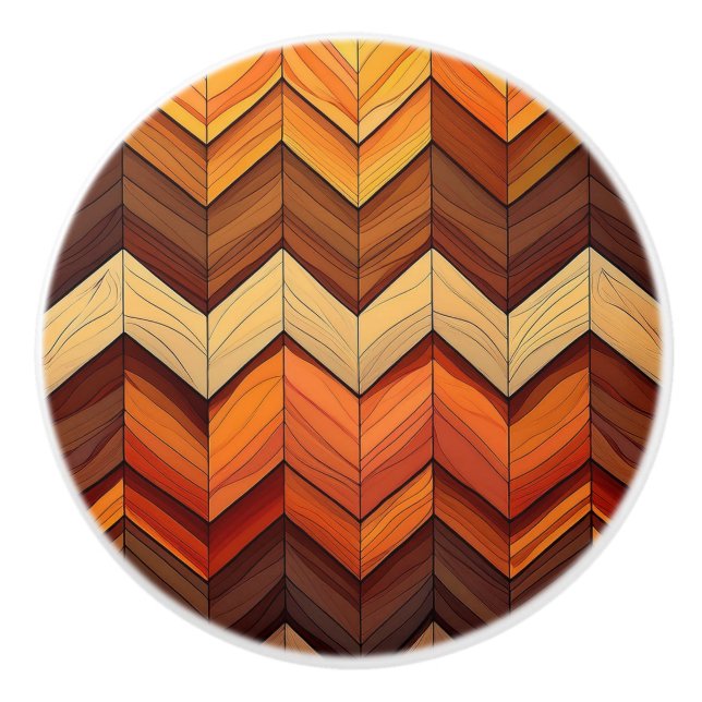 Retro Chevron  Ceramic Knob (Front)