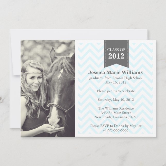 Retro Chevron Graduation Invitation (Front)