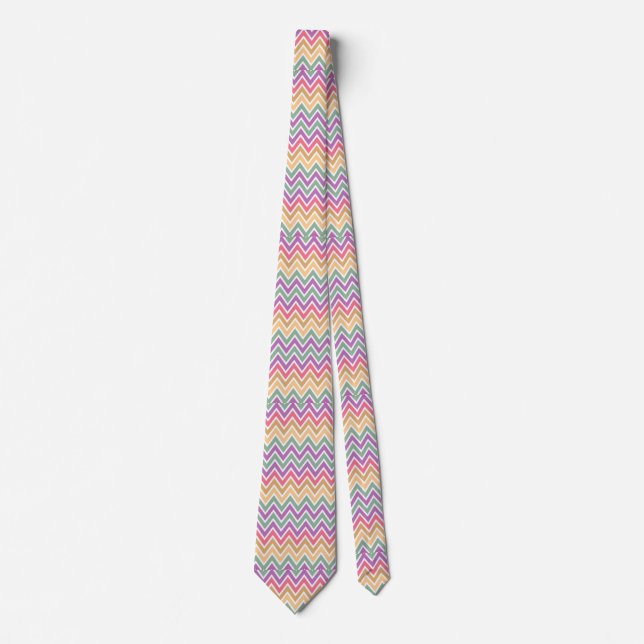 Retro Chevron Pastel Zig Zag Stripe Pattern Tie (Front)