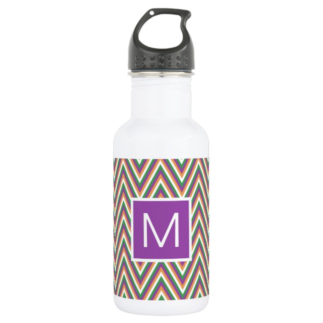 Retro Chevron Pattern Cool Monogram 532 Ml Water Bottle (Front)