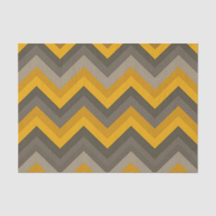 Retro Chevron Pattern Mustard Yellow Gray Tissue Paper