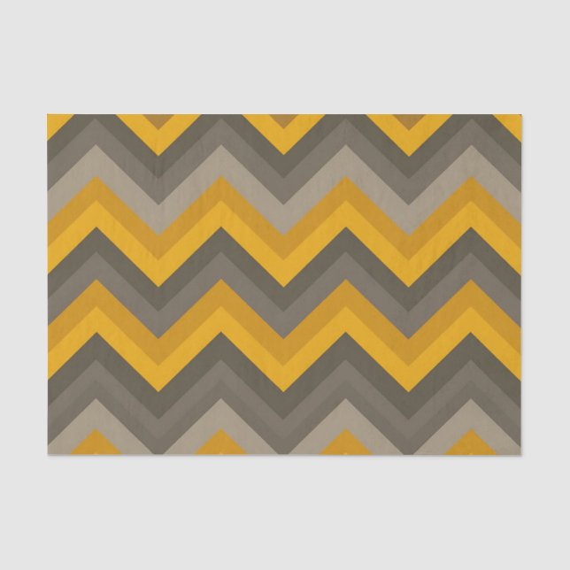 Retro Chevron Pattern Mustard Yellow Gray  Tissue Paper (Front)