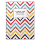 Retro Chevron Pattern Personalised Notebook