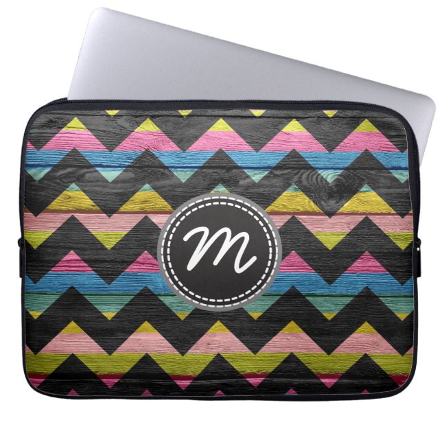 Retro chevron pattern zigzag #9 laptop sleeve (Front)