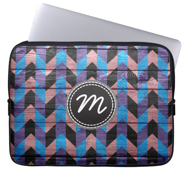 Retro chevron pattern zigzag laptop sleeve (Front)
