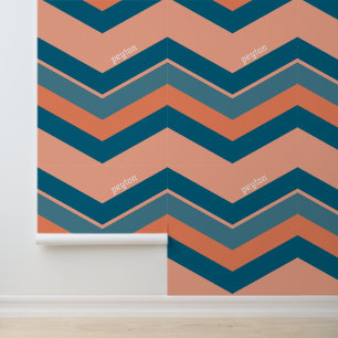 Retro Chevron - peach blue Wallpaper