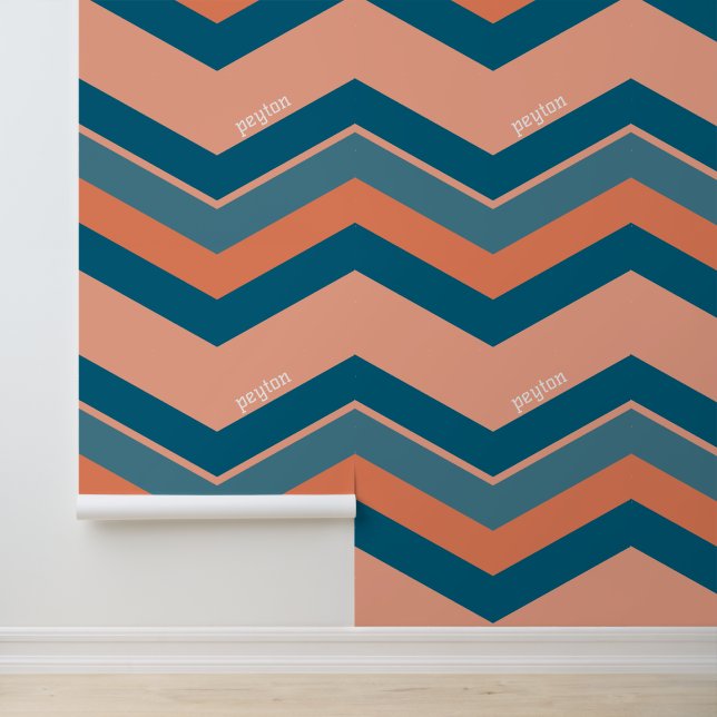 Retro Chevron - peach blue Wallpaper (Application)