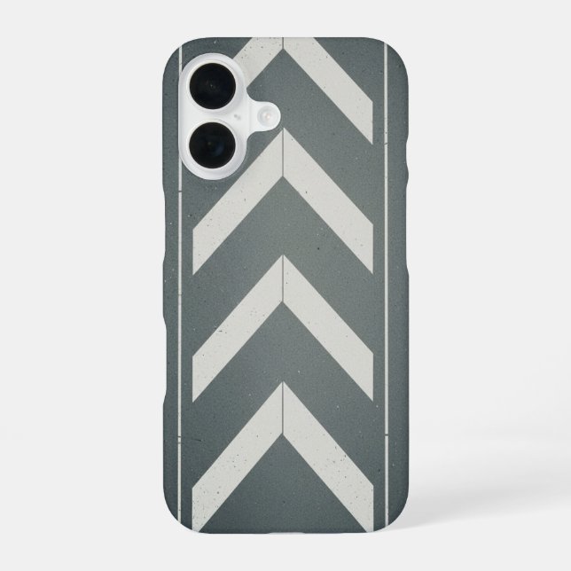 Retro Chevron Road Mark iPhone 16 Case (Back)