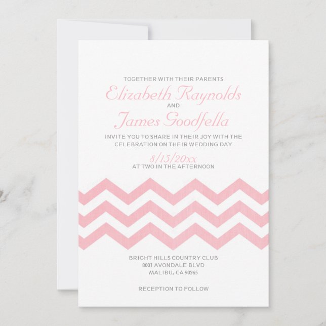 Retro Chevron Zigzag Wedding Invitations (Front)