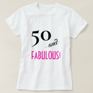 Retro Chic 50 and FABULOUS! Hot Pink Personalised T-Shirt