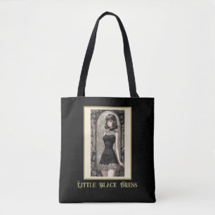 Retro Chic Anime Little Black Dress Tote Bag