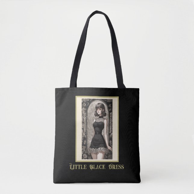 Retro Chic Anime Little Black Dress Tote Bag (Front)