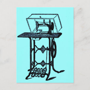 Retro Chic Antique Sewing Machine design Postcard