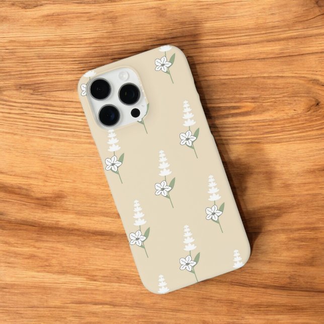 Retro Chic Beige Floral Pattern Whimsical Spring  iPhone Case (Creator Uploaded)