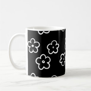 Retro Chic Black and White Floral Classic Y2K  Coffee Mug