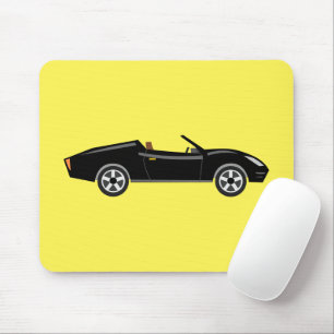 Retro Chic Black Car With Yellow BG Mouse Pad