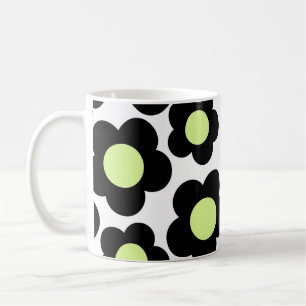 Retro Chic Black Neon Green Floral Bold Y2K Coffee Mug