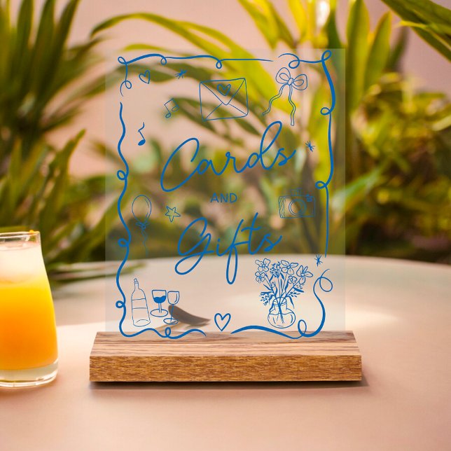 Retro chic blue illustrated sign bridal shower (Retro chic blue illustrated sign bridal shower)