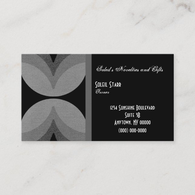Retro Chic Business Card, Grey Card (Front)