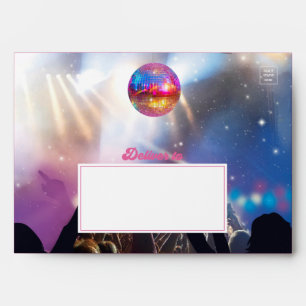 Retro Chic Disco Ball Pink Blue Glitter Wedding Envelope
