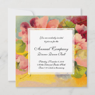 Retro Chic Elegant Pink Vintage Floral Primroses Invitation