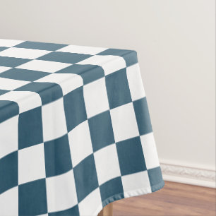 Retro Chic Eucalyptus Blue White Chequered Pattern Tablecloth