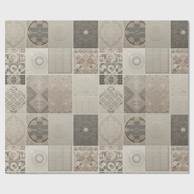 Retro Chic Geometric Elegant Tribal Pattern  Wrapping Paper (Flat)