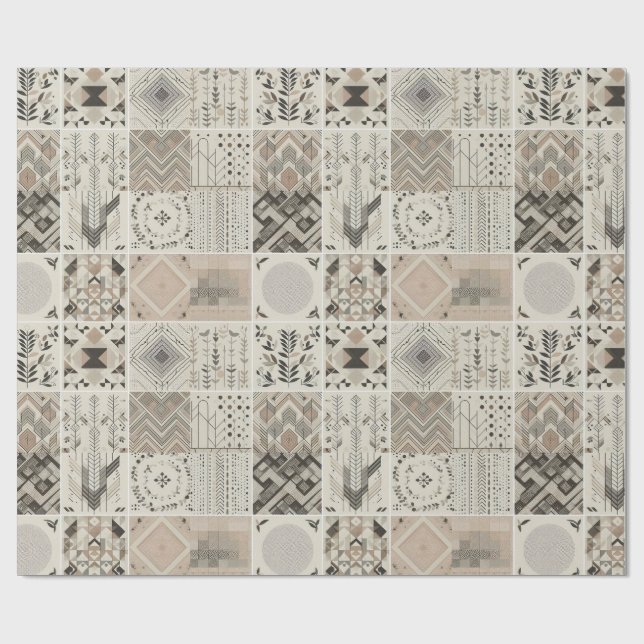 Retro Chic Geometric Elegant Tribal Pattern  Wrapping Paper (Flat)