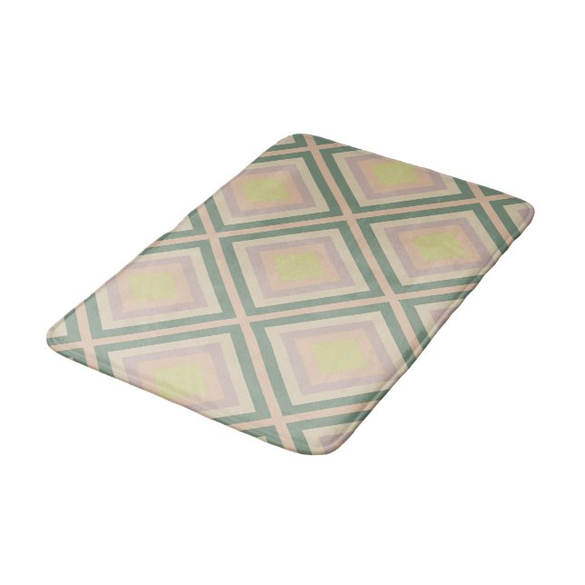Retro Chic Geometric Lemon Pastel Bath Mat (Angled)