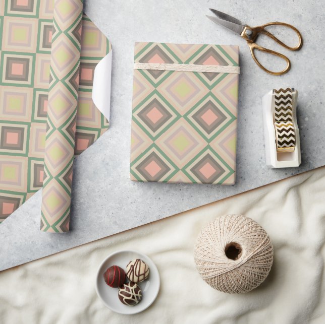 Retro Chic Geometric Lemon Pastel Wrapping Paper (Crafts)