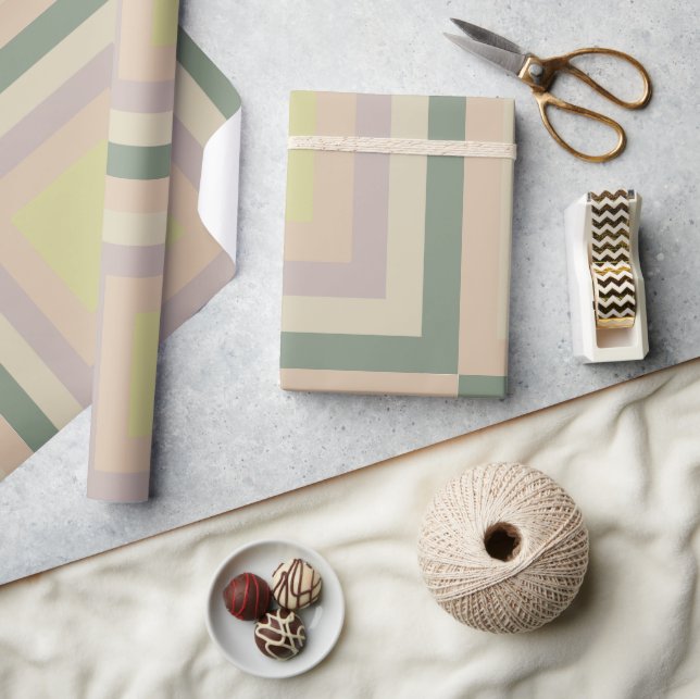 Retro Chic Geometric Lemon Pastel Wrapping Paper (Crafts)