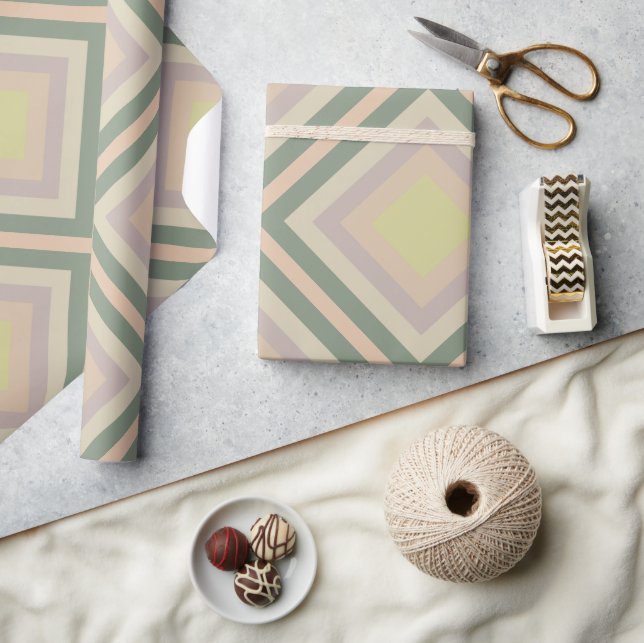 Retro Chic Geometric Lemon Pastel Wrapping Paper (Crafts)