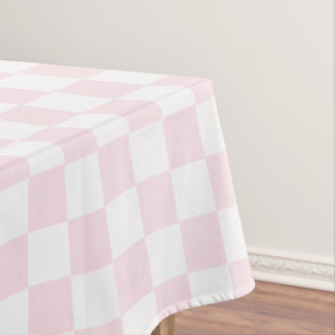 Retro Chic Girly Pink White Chequered Pattern  Tablecloth