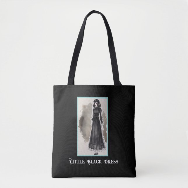 Retro Chic Goth Little Black Dress LBD Tote Bag (Front)