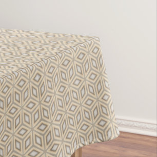 Retro Chic Gray Beige Taupe Brown Mandala Pattern Tablecloth
