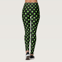 Retro Chic Green on Black Polka Dots