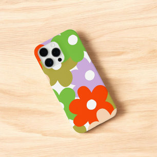 Retro Chic Green, Red & Purple Floral Pattern  iPhone 16 Pro Max Case
