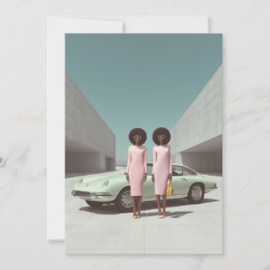 Retro Chic Minimalist Twins Invitation