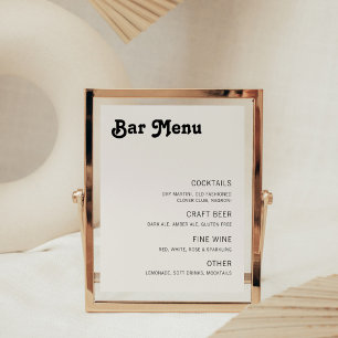 Retro Chic Modern Bar Menu Photo Print