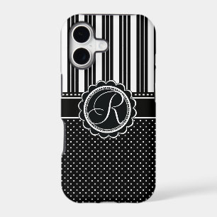 Retro Chic Monogram R Elegant Black and White