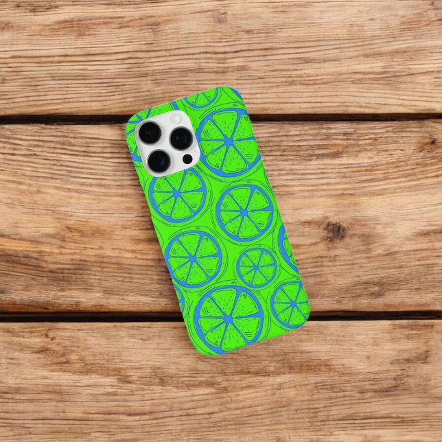 Retro Chic Neon Green Lime & Lemon Pattern  Case-Mate iPhone Case (Creator Uploaded)