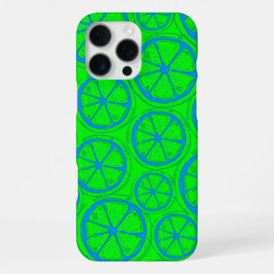 Retro Chic Neon Green Lime & Lemon Pattern iPhone 16 Pro Max Case